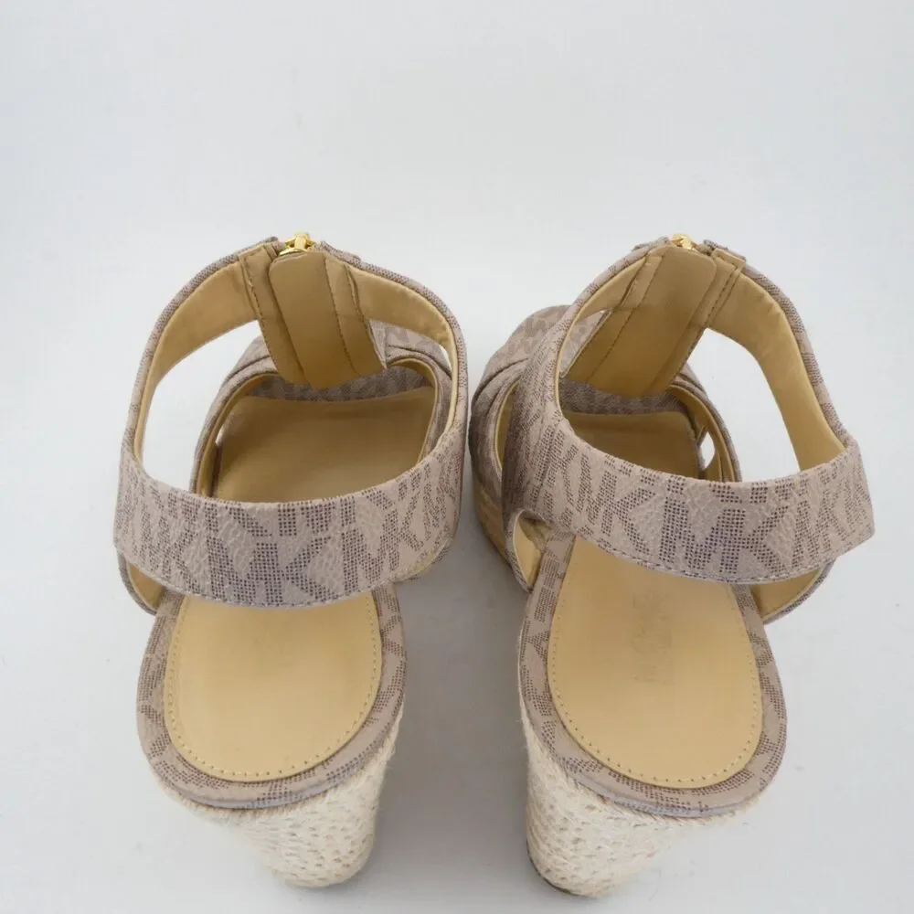 Michael Kors Women's US Size 10 M Vanilla White Wedge Sandals Signature Damita